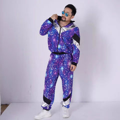 Unisex 80s 90s Retro Tracksuit – Color Block Windbreaker Jacket & Pants Set for Hip Hop, Disco Parties & Streetwear Looks - Halloweez
