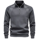 Men Half‑Zip Stand Collar Sweatshirt, Raglan Sleeve Top for Autumn