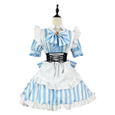 Akihabara Stripe Maid Cosplay Costume, Custom Made for Halloween & Conventions