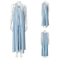 Elegant Star Wars Padmé Amidala Light Blue Cosplay Party Dress for Women - Halloweez