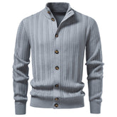 Men Button‑Up Knit Cardigan, Business Casual Sweater for Autumn Winter