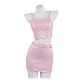 Pink Sequin Stage Outfit, Customizable, Kpop Idol Performance Costume