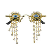Gothic Eyeball Rhinestone Tassel Cos Glasses, Custom Prop for Halloween & Comic Con