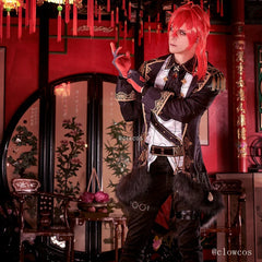 Halloweez Diluc Cosplay Costume - Men's Black Game Impact Uniform Set for Halloween - Halloweez