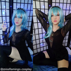Halloweez Genshin Impact Cosplay Wig - Eula 50cm Blue Headwear - Halloweez