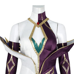 Game LOL Coven Morgana Cosplay Costume Women - Halloweez Sexy Morgana Witch Cosplay Halloween Purple Dress Full Set - Halloweez