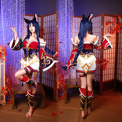 Stunning Halloweez Ahri Cosplay Costume - Nine-tailed Fox Ahri Outfit for Women - Halloweez