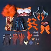 Halloweez High Noon Shadow Evelynn Cosplay Costume - Women's Orange Dress Full Set - Halloweez