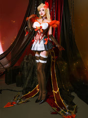 Halloweez High Noon Shadow Evelynn Cosplay Costume - Women's Orange Dress Full Set - Halloweez