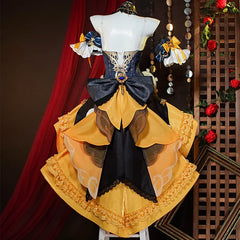 Halloweez Genshin Impact Navia Fontaine Cosplay Costume Steampunk Spina di Rosula Dress with Hat for Women - Halloweez