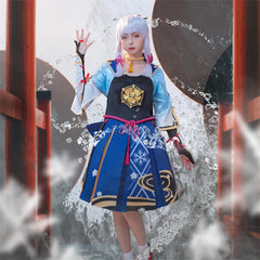 Halloweez Kamisato Ayaka Cosplay Costume for Women - Genshin Impact Inspired Outfit Dress for Halloween Role Play - Halloweez