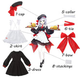 Halloweez Noelle Cosplay Costume - Premium Game Maid Outfit for Women with Hat - Halloweez