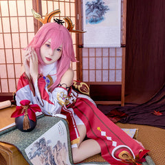 Halloweez Yae Miko Cosplay Costume - Authentic Guuji Dress Set for Women - Halloweez