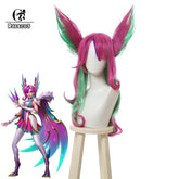 Halloweez Star Guardian Xayah Cosplay Wig - 65cm Mixed Color Women's Heat Resistant Synthetic Hair with Ears - Halloweez