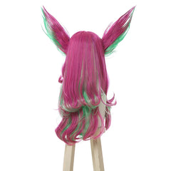 Halloweez Star Guardian Xayah Cosplay Wig - 65cm Mixed Color Women's Heat Resistant Synthetic Hair with Ears - Halloweez