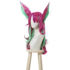 Halloweez Star Guardian Xayah Cosplay Wig - 65cm Mixed Color Women's Heat Resistant Synthetic Hair with Ears - Halloweez