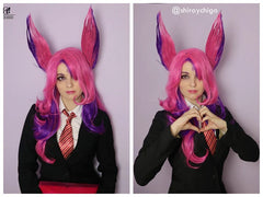 Halloweez Star Guardian Xayah Cosplay Wig - 65cm Long Pink Purple Wig with Ears - Halloweez