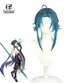 Halloweez Genshin Impact Xiao Cosplay Wig 40cm Mixed Blue Short Wigs for Role Play - Halloweez