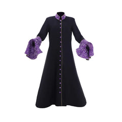 Elegant Medieval Priestess Robe for Women - Black Trumpet Sleeve Cassock with Cloak | Halloweez Cosplay Collection - Halloweez