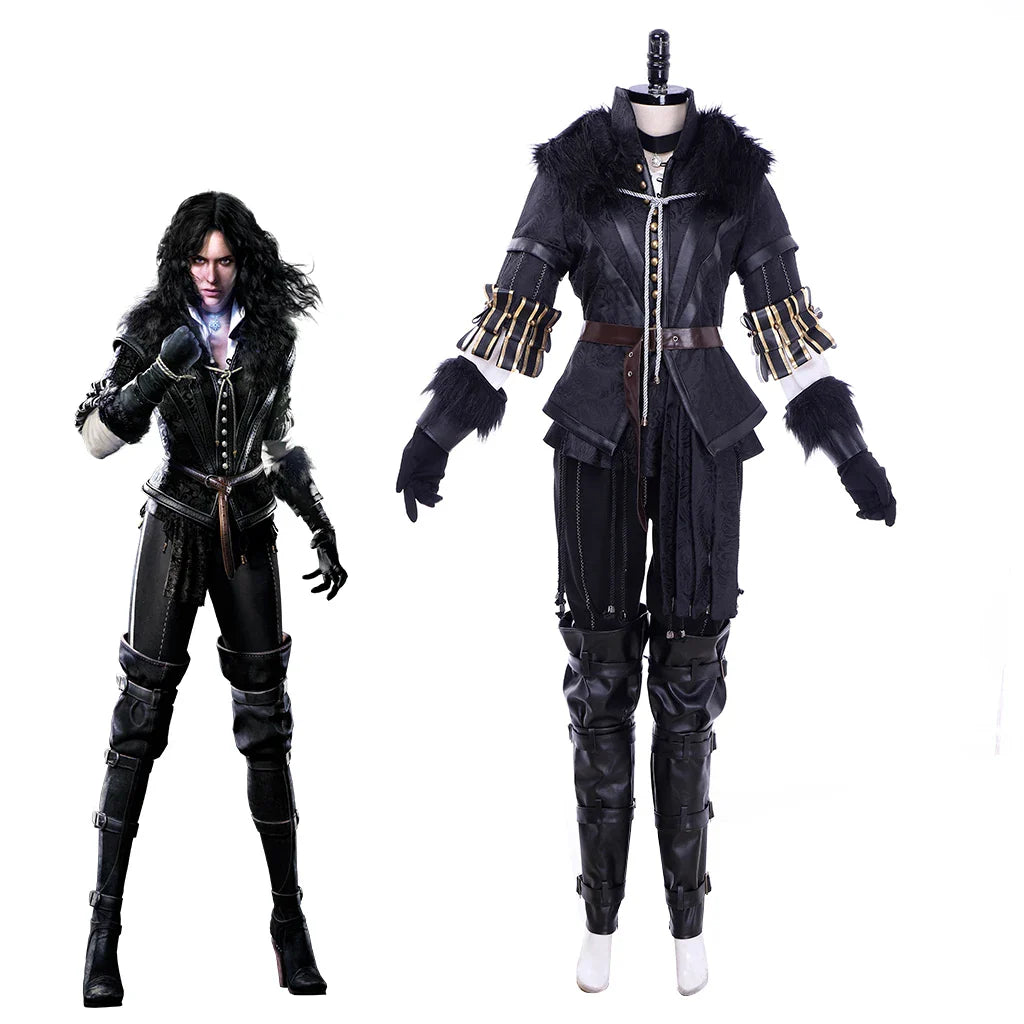 Halloweez Yennefer Cosplay Costume - Women's Retro Black Witch Suit for Halloween Parties - Halloweez