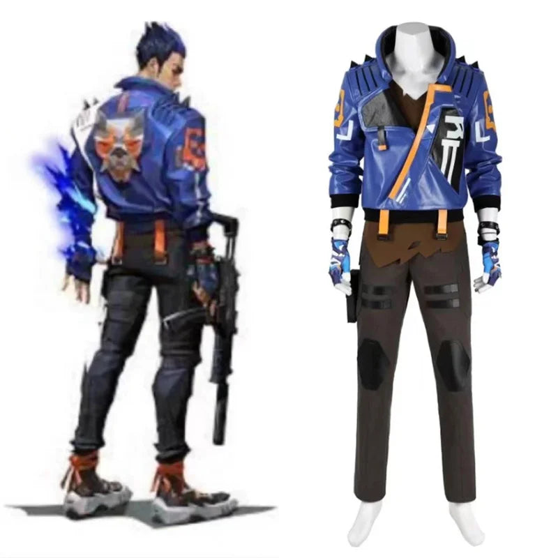 Halloweez Yoru Cosplay Costume Men Blue Uniform Halloween Carnival Outfit Full Set - Halloweez
