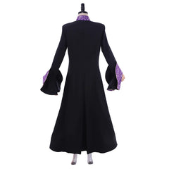 Elegant Medieval Priestess Robe for Women - Black Trumpet Sleeve Cassock with Cloak | Halloweez Cosplay Collection - Halloweez