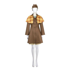 Halloweez Princess Peach Detective Cosplay Outfit with Coat, Shorts, Hat & Gloves - Halloweez