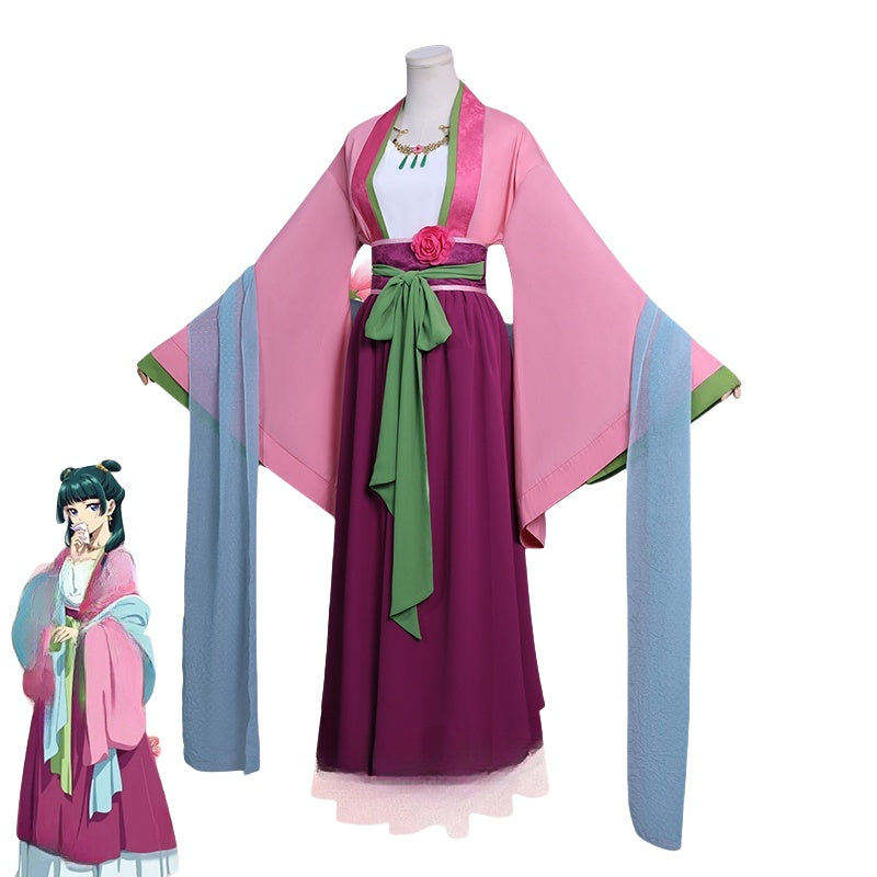 Lazy Cat Pharmacy Girl's Whisper Cosplay Costume - Ancient Chinese Hanfu Anime Outfit with Wig - Halloweez