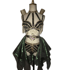 Miao Ethnic Traditional Costume Set - Ancient Phoenix Style Miao Minority Clothing for Women Photography Cosplay - Halloweez