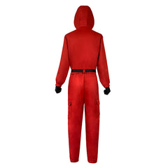 Couple Wearable Hat Jumpsuit Red Workwear Cosplay Costume Performance Outfit Ready Stock Set - Halloweez