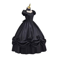 Victoria Black Dress with Bow Skirt Cosplay Costume - Halloweez