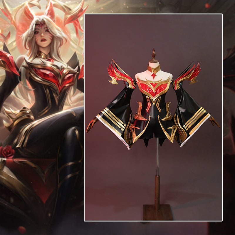 Halloweez Immortalized Legend Ahri Cosplay Costume - Enchanting Nine Tailed Demon Fox Outfit for Women - Halloweez