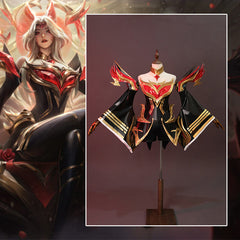 Halloweez Immortalized Legend Ahri Cosplay Costume - Enchanting Nine Tailed Demon Fox Outfit for Women - Halloweez
