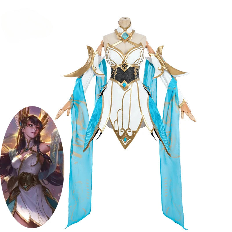 Halloweez Immortal Irelia Cosplay Costume for Women with Divine Sword Halloween Outfit and Headwear - Halloweez