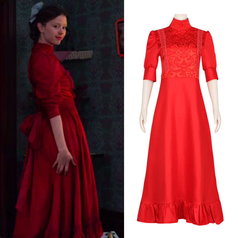 Pearl Cosplay Costume Red Dress from Horror Movie X Prequel for Women - Halloweez