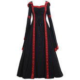 Medieval Gothic Victorian Retro Renaissance Dress with Hood and Lace-up for Women - Halloweez