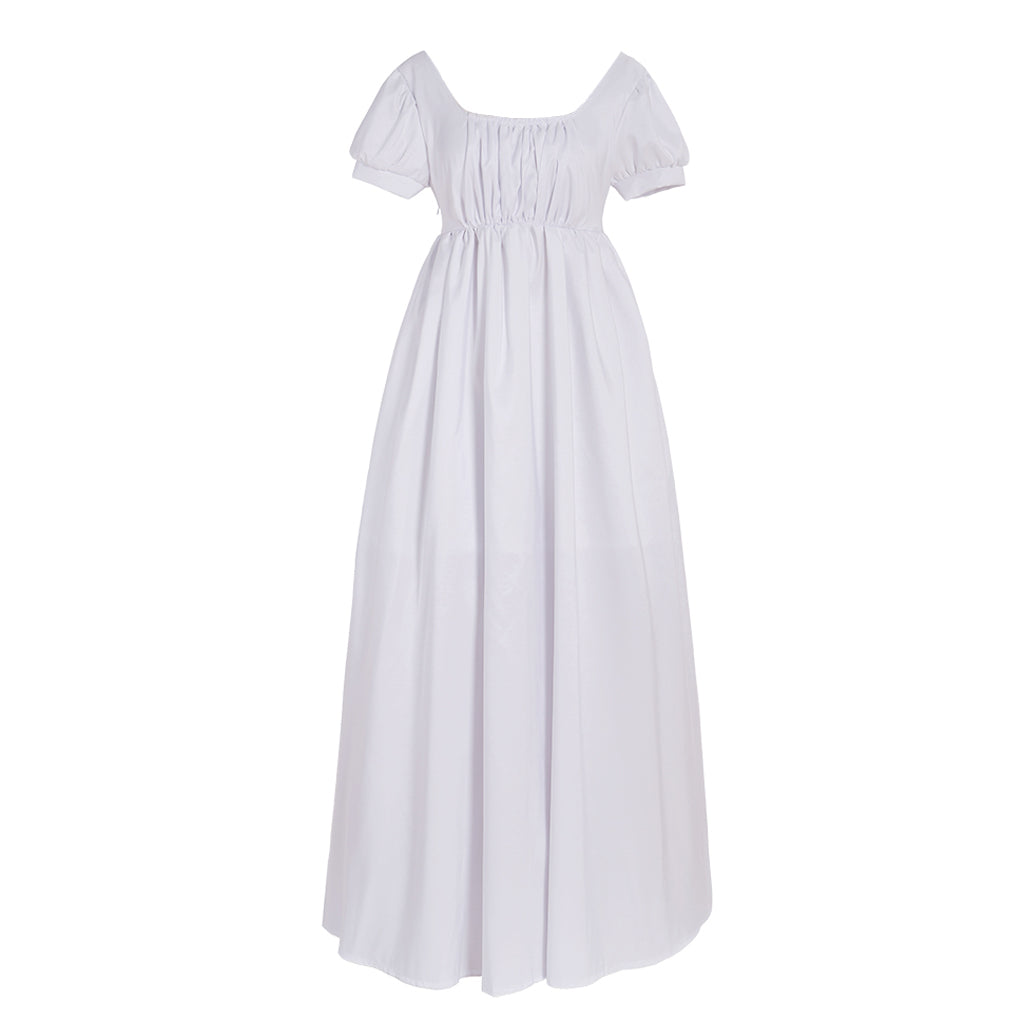 Elegant White Halloweez Regency Dress - Custom Made High Waistline Ball Gown for Women - Halloweez
