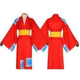 One Piece Wano Country Cosplay Costume Luffy Trafalgar Law Nami Red Kimono Anime Role-Playing Costume - Halloweez