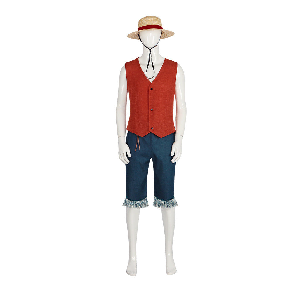 One Piece Luffy Cosplay Costume - Real Movie Version for Halloween & Stage Performance - Halloweez