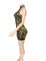Sexy Reflective Mirror Halter Tube Top Mini Skirt Bodycon Dress for Cosplay Party Clubwear - Halloweez