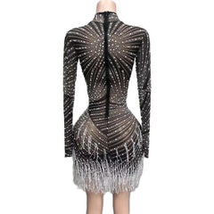 Mesh Shiny Crystal Mother of the Bride Dress Wedding Party Evening Gown Blue Cosplay Costume - Halloweez