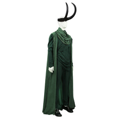 Men's Deluxe Loki Cosplay Costume - Marvel Battle Uniform with Green Cape Cloak by Halloweez - Halloweez