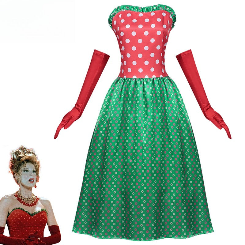 How the Grinch Stole Christmas! Martha May Whovier Red Dot Dress - Halloweez