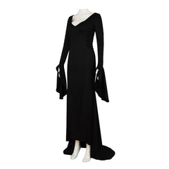Official Wednesday Addams Netflix Black Gothic Dress with White Collar Costume - Halloweez