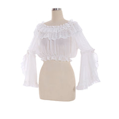 Halloweez Strapless Lolita Blouse with Chiffon Trumpet Sleeves for Women and Girls - Halloweez