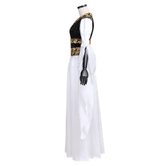 Elegant Adult's Vintage Medieval White Dress with Black Vest - Halloween & Carnival Cosplay - Halloweez