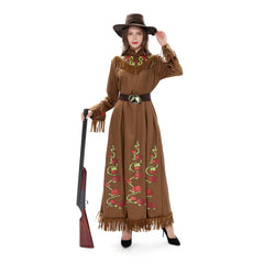 Western Cowboy Legendary Gunslinger Cosplay Costume for Halloween Party, Adult Hunter Outfit with Hat and Accessories - Halloweez