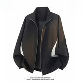Men's Color‑Block Stand Collar Jacket,Loose Sports Casual Outerwear Spring Autumn Custom