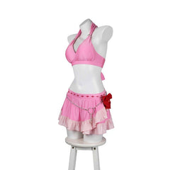 Halloweez Aerith Gainsborough Swimsuit - Final Fantasy VII Remake Cosplay Halter Pink Bathing Suit - Halloweez