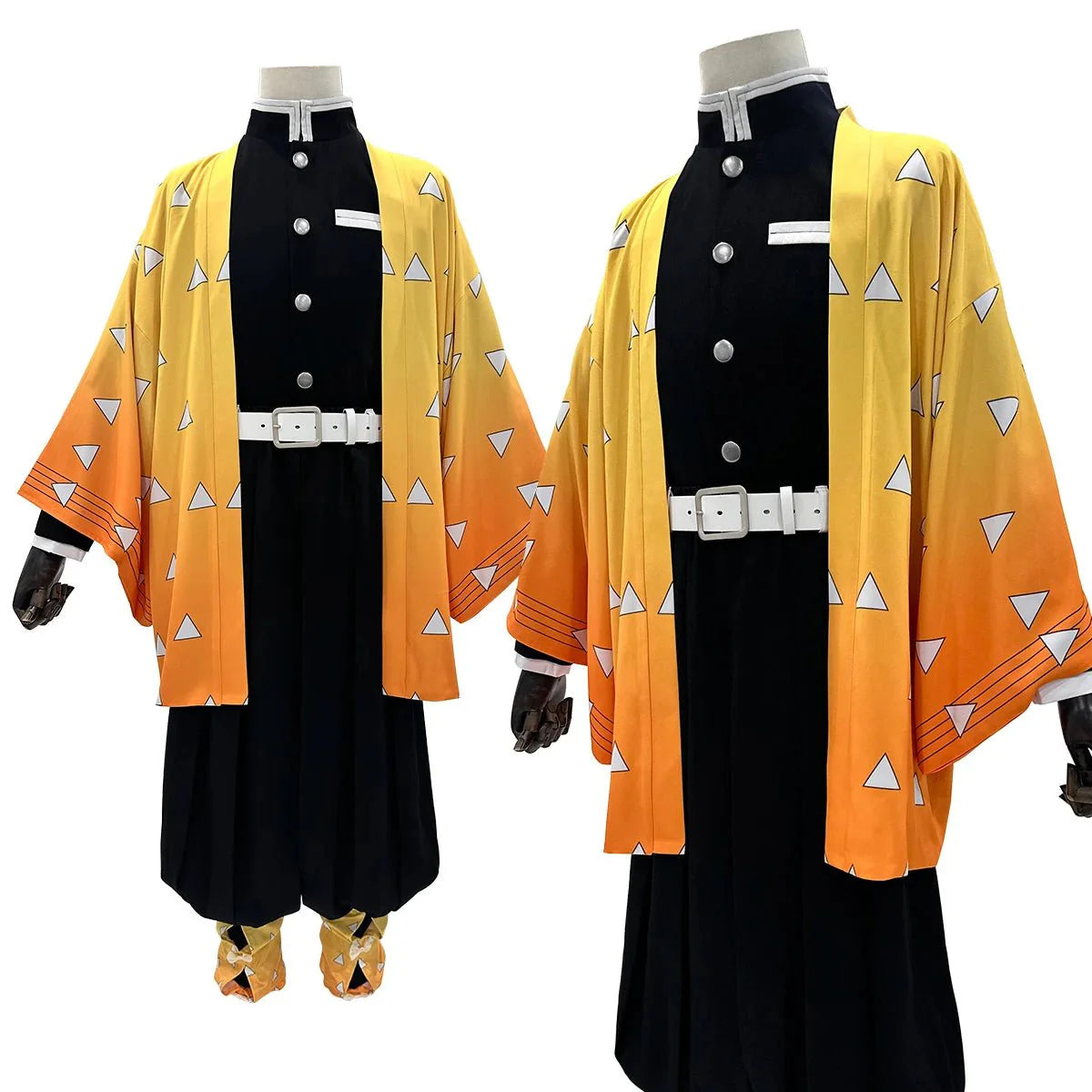 Anime Zenitsu Cosplay Outfit - Haori, Wig, Pants, Belt by Halloweez - Halloweez